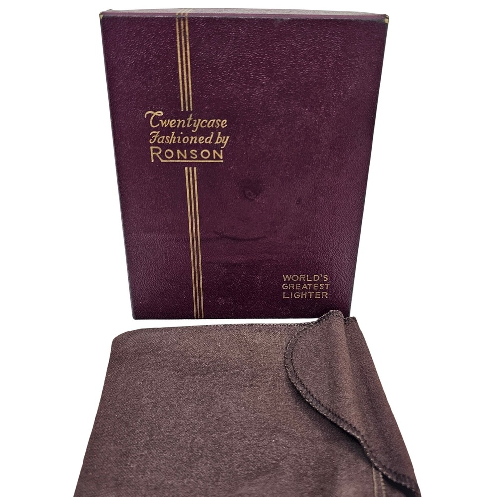 Ronson Twentycase Lighter Presentation Box and Pouch Burgundy Velvet